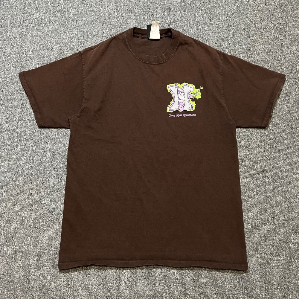 HUF Company‎ Brown Wizard Graphic T Shirt Men Medium Cotton